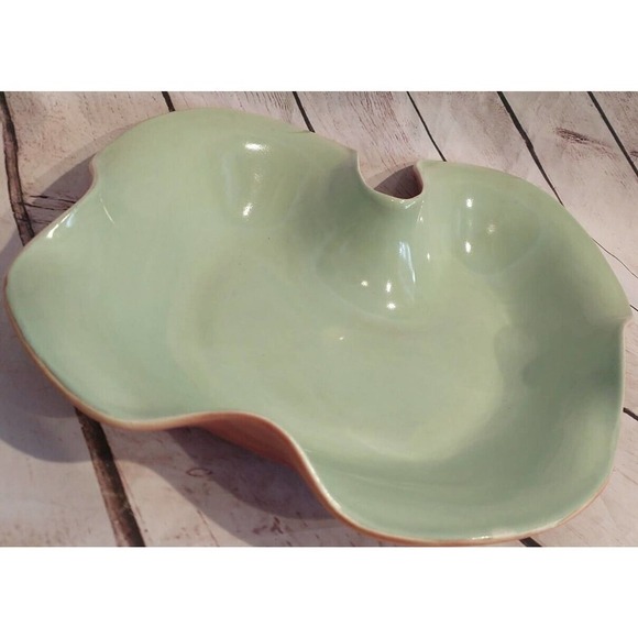 VINTAGE RED WING BELLE KOGAN Morphic Mid Century Green Seafoam BOWL Art B1408 - Picture 3 of 8
